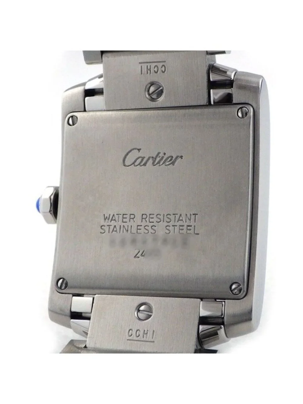 Cartier Watch Tank Francaise MM Square Ivory Dial Roman Index Date SS Quartz